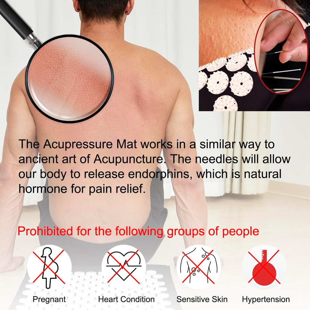 Acupressure Mat and Pillow Set with Bag - Large Size 28.7 X 16.5 inch Acupuncture Mat for stress Relief