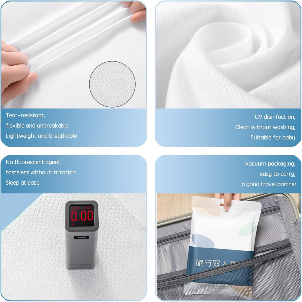 Disposable 4pc King Size Bed Sheet With 2Pillow Cover & Quilt Set