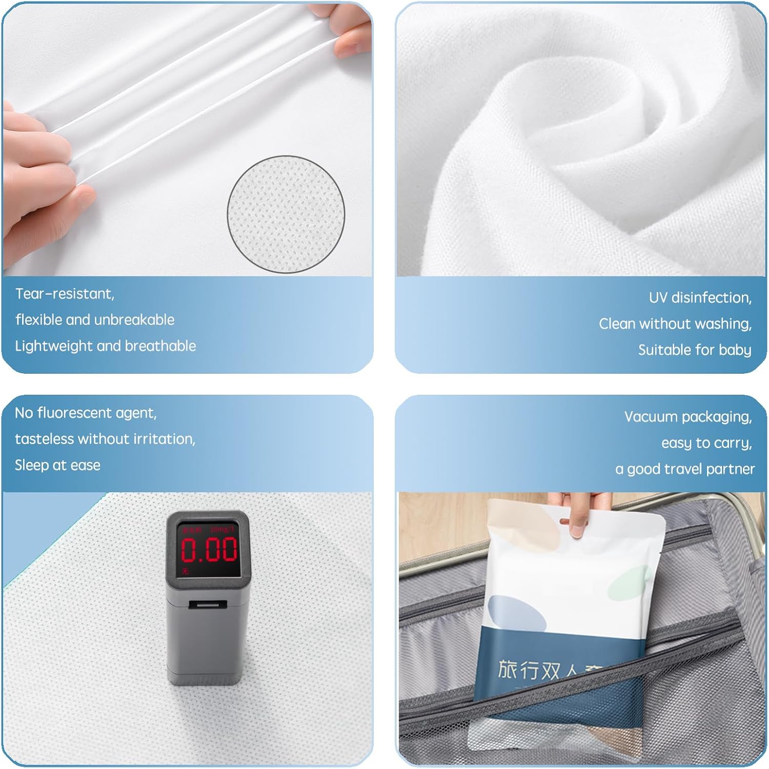Disposable 4pc King Size Bed Sheet With 2Pillow Cover & Quilt Set