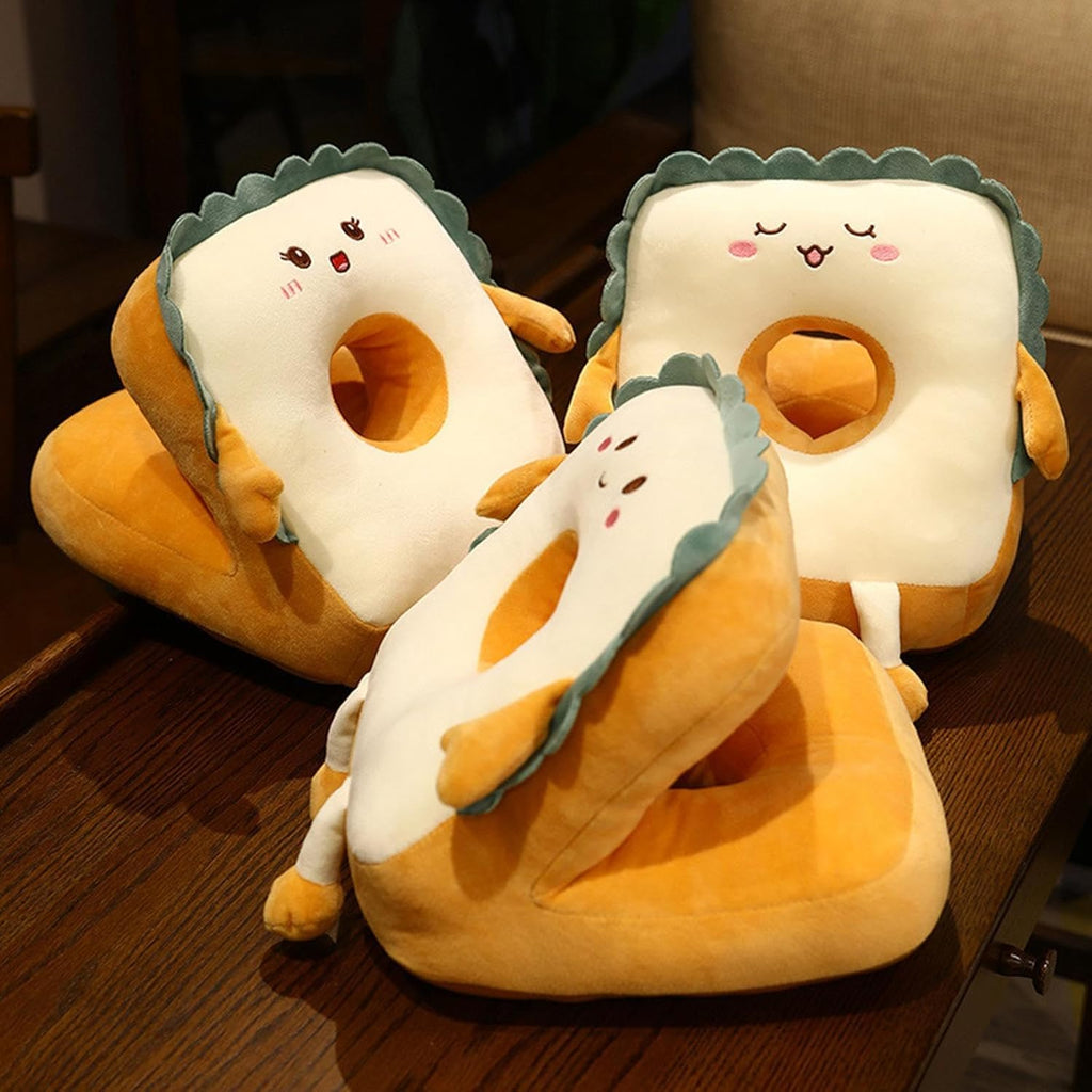 Cute Toast Nap Pillow Seat Cushion Pad Ice Silky Cloth Travel Pillow