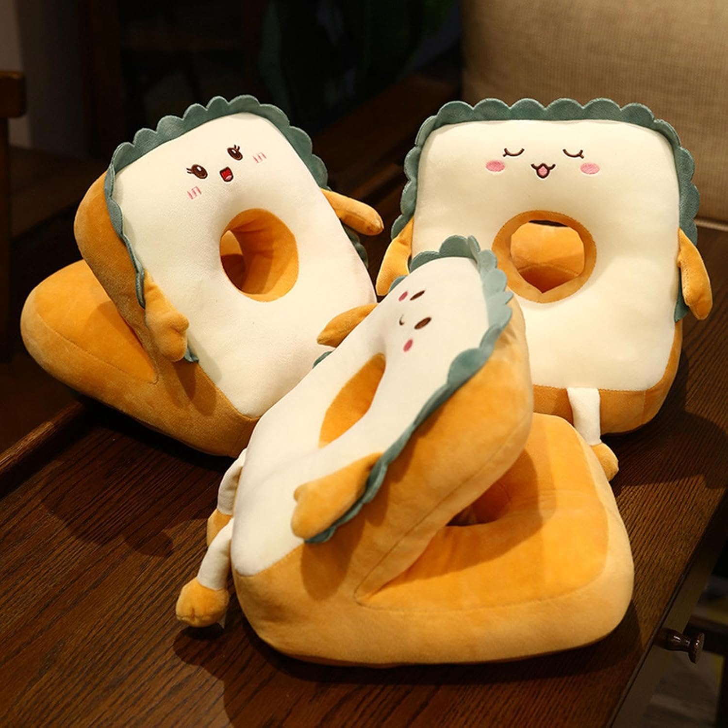 Cute Toast Nap Pillow Seat Cushion Pad Ice Silky Cloth Travel Pillow
