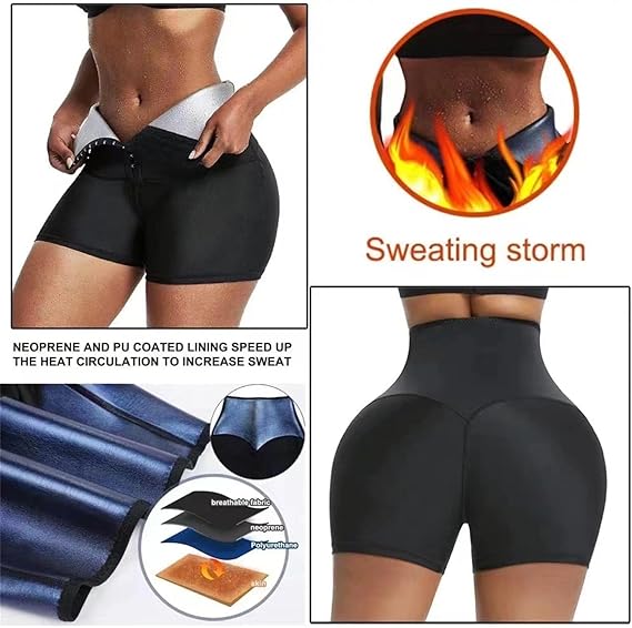 Sauna Sweat Shorts For Women High Waist Weight Loss Waist Trainer Compression Pants