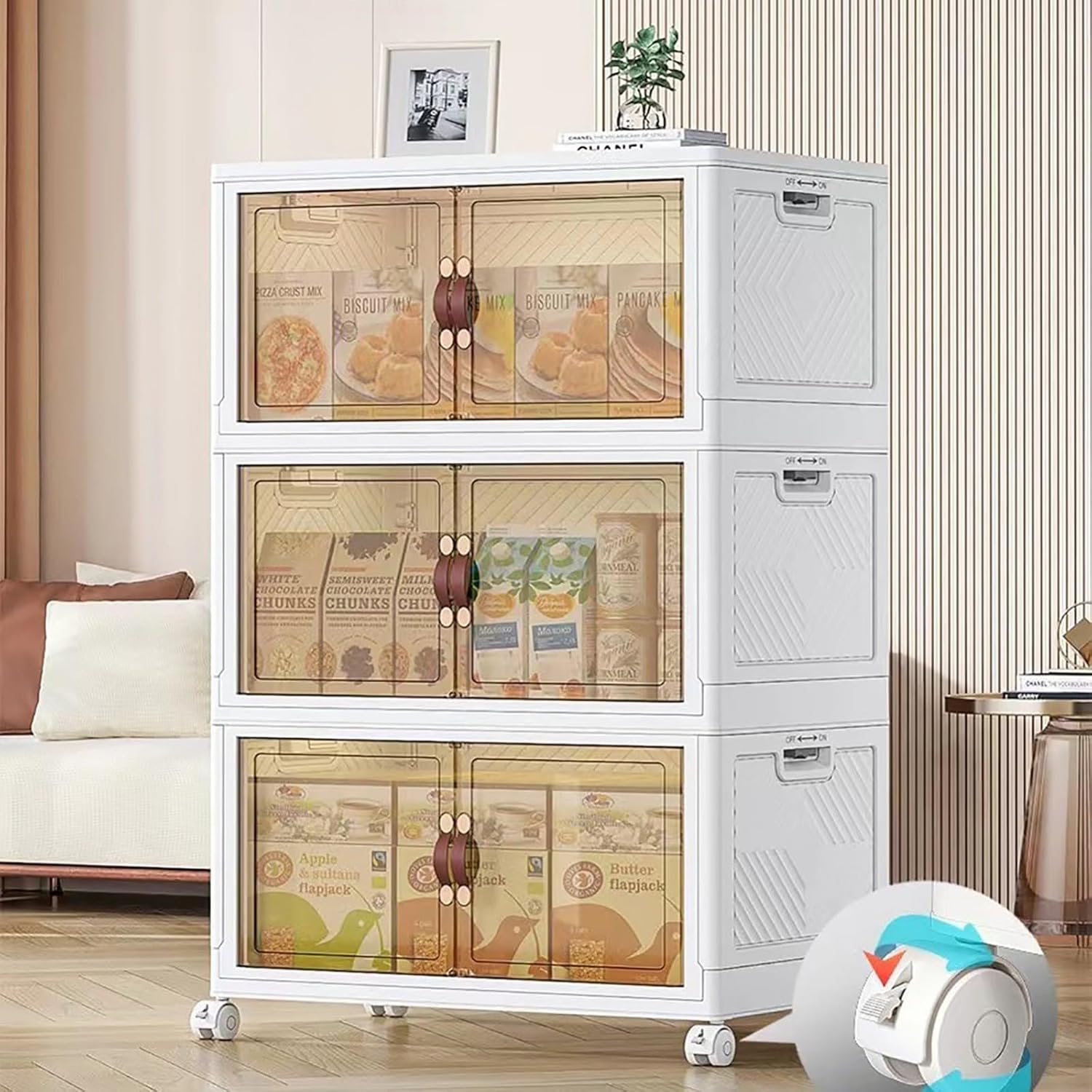 5 Layers Multi-Functional Foldable Storage Cabinet with Doors and Wheels