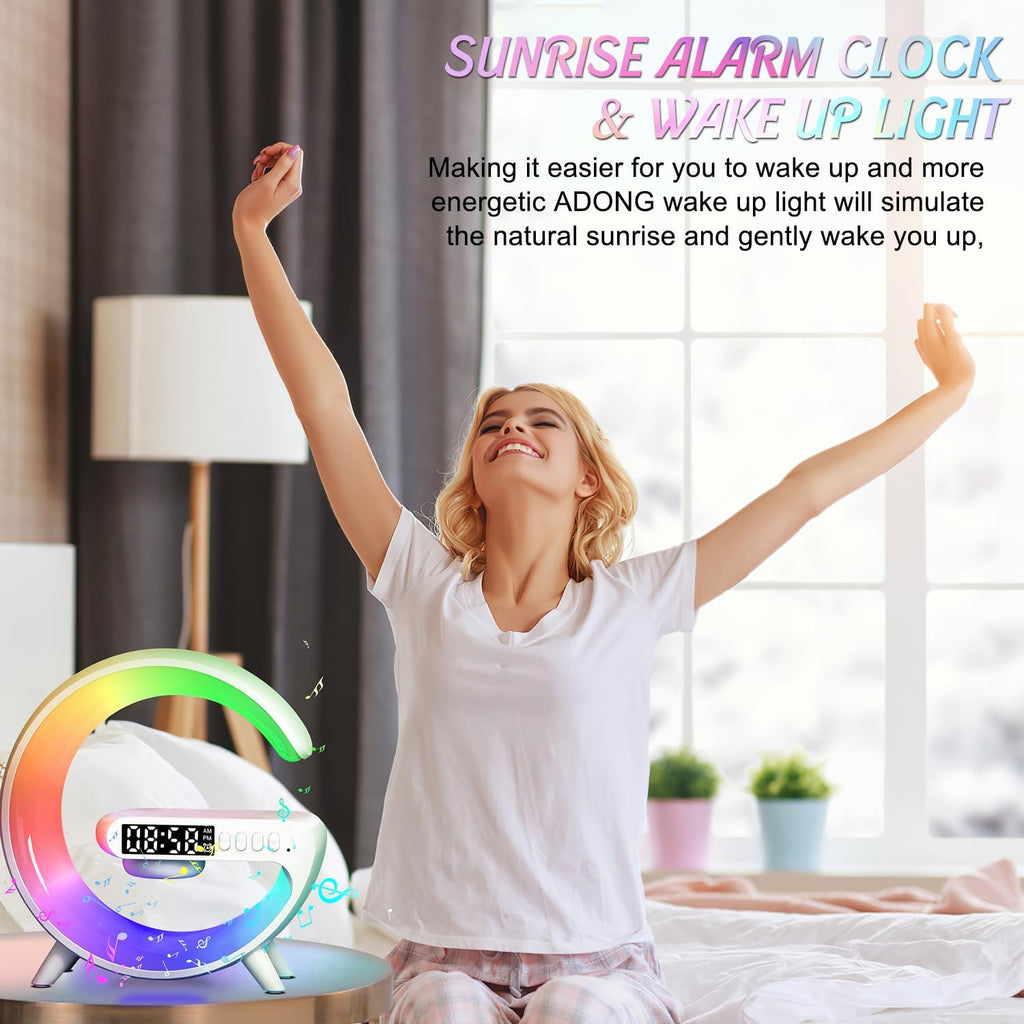 Mini Wireless Charging Atmosphere Lamp,Bluetooth Speaker Alarm Clock