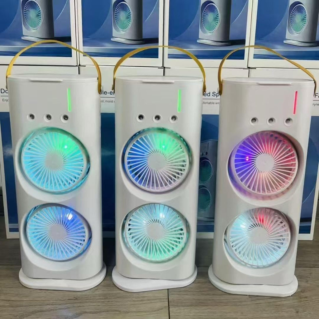Double End Mist Air Cooler Fan | Dual Fan Mini Portable AC Rechargeable