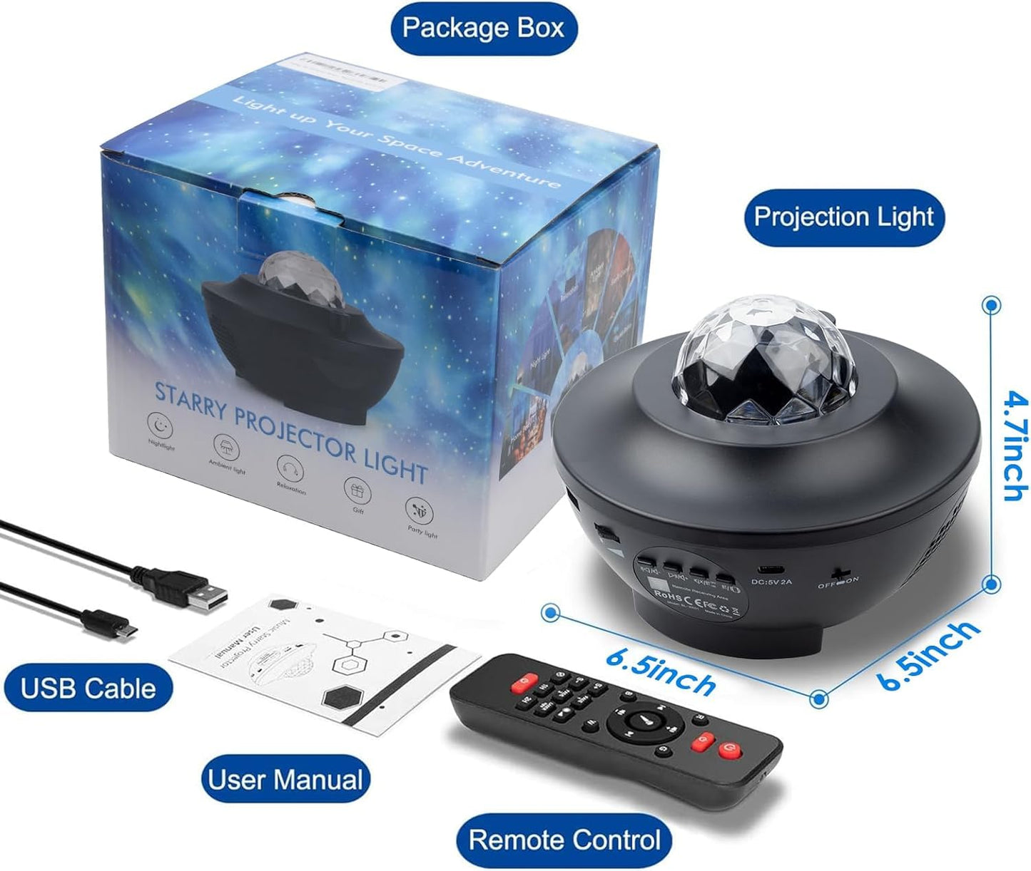 Galaxy Star Projector, Nebula LED Night Light for Room Decor, Ocean Wave Starry Sky Light Projector for Bedroom/Home Theater, Remote & Bluetooth Speaker