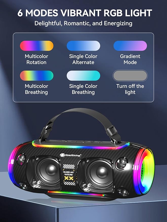 جهاز كاريوكي محمول للكبار والصغار مزود بميكروفونات لاسلكية وبلوتوث 5.3 وصوت جهير عميق وإضاءة RGB