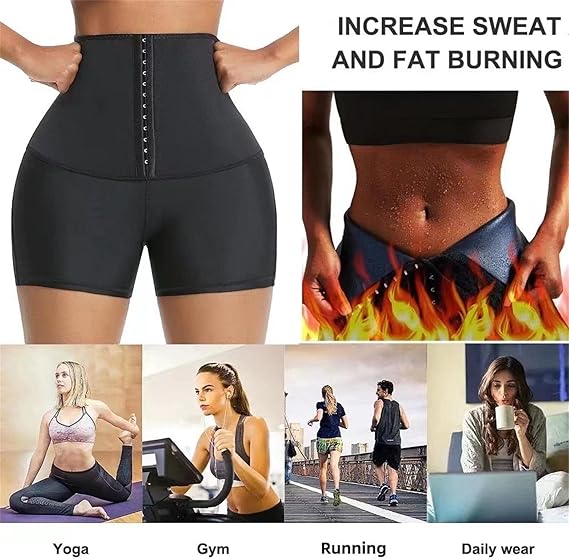 Sauna Sweat Shorts For Women High Waist Weight Loss Waist Trainer Compression Pants