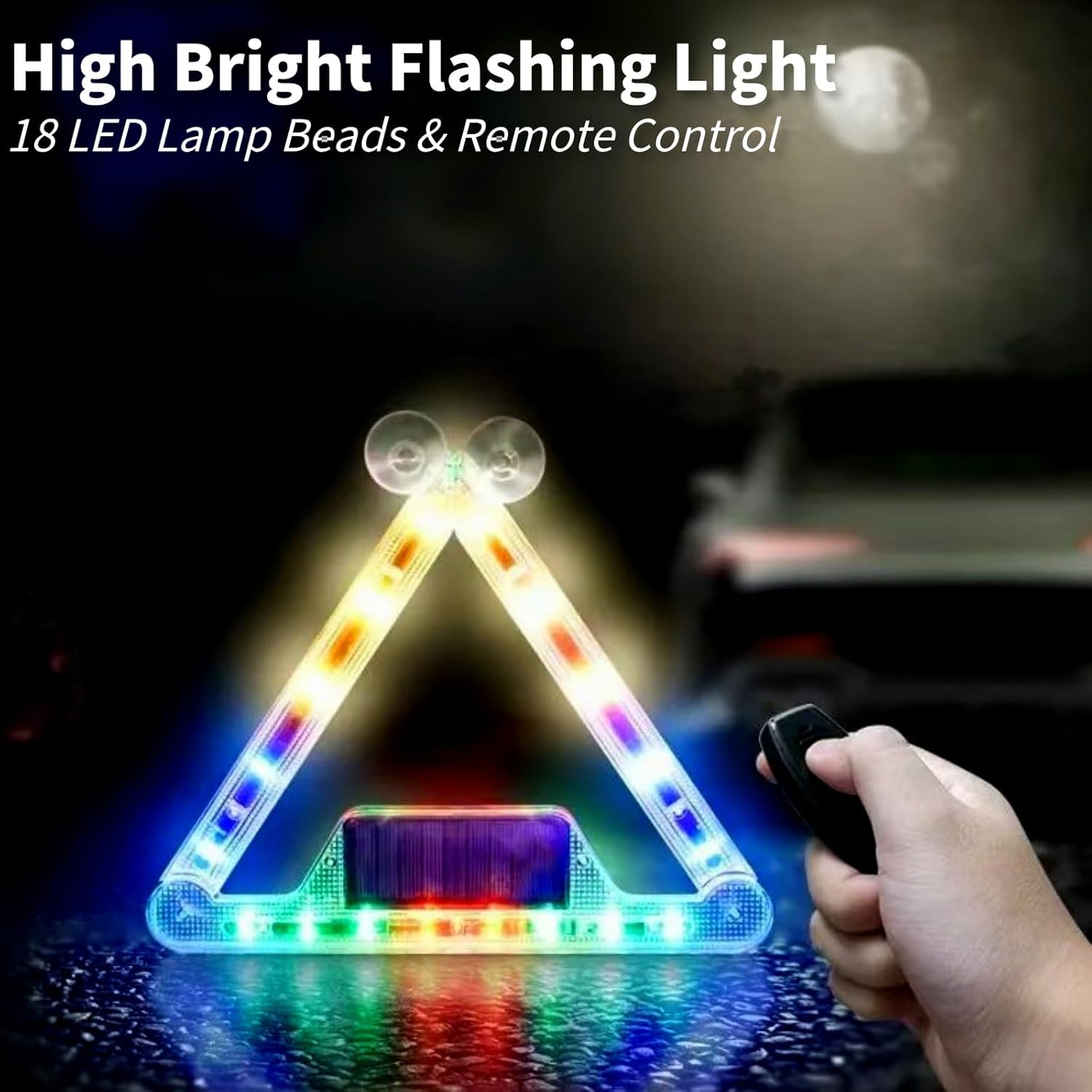 Solar Strobe Lights, Emergency Lights for Vehicles Flashing LED Light Bar Beacon Security Lights Waterproof for Car