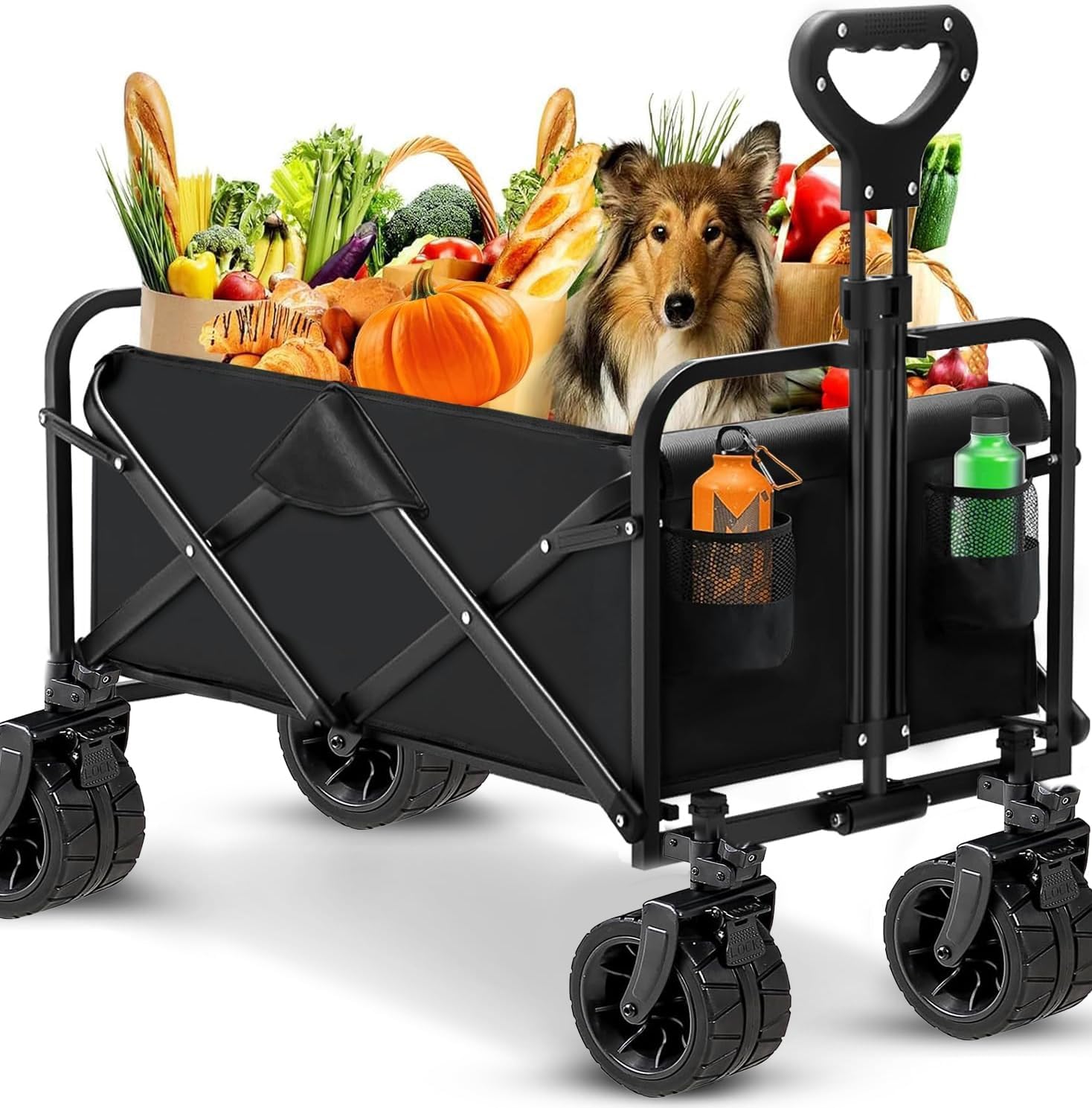 150 kg Collapsible Folding Wagon,Portable Large Wagon Trolley cart