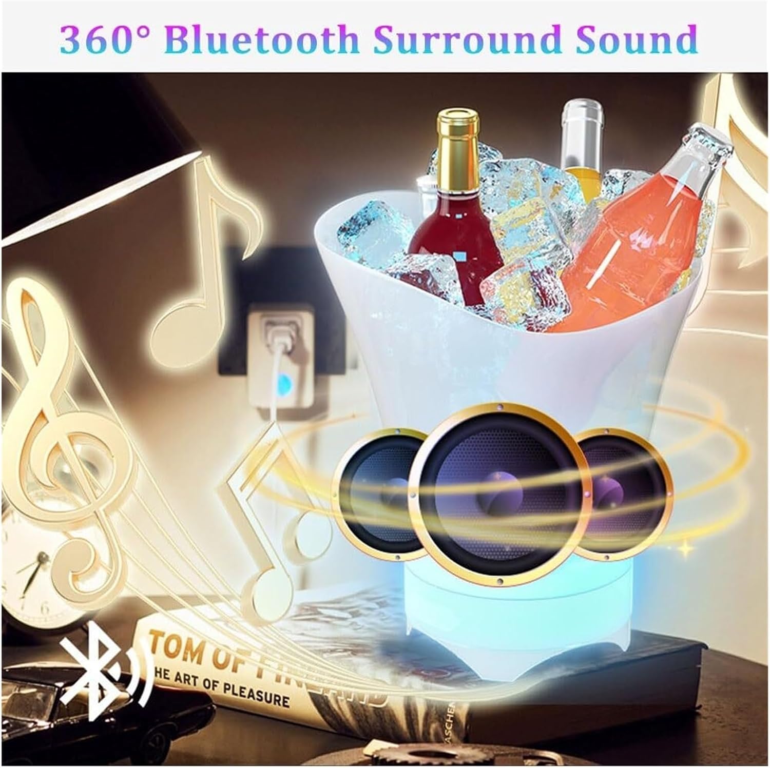 Bluetooth Luminous Ice Bucket Led Light Portable Small Speaker Beer Bucket Cross-Border Camping Ice Bucket 5l