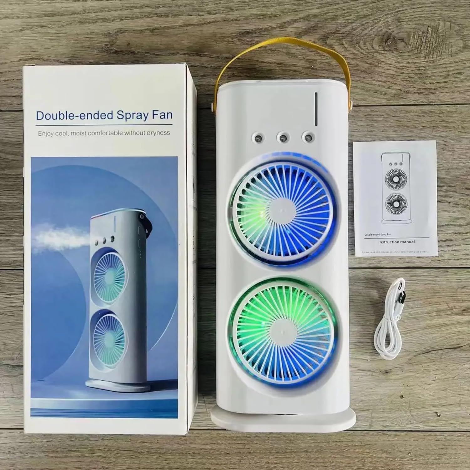 Double End Mist Air Cooler Fan | Dual Fan Mini Portable AC Rechargeable