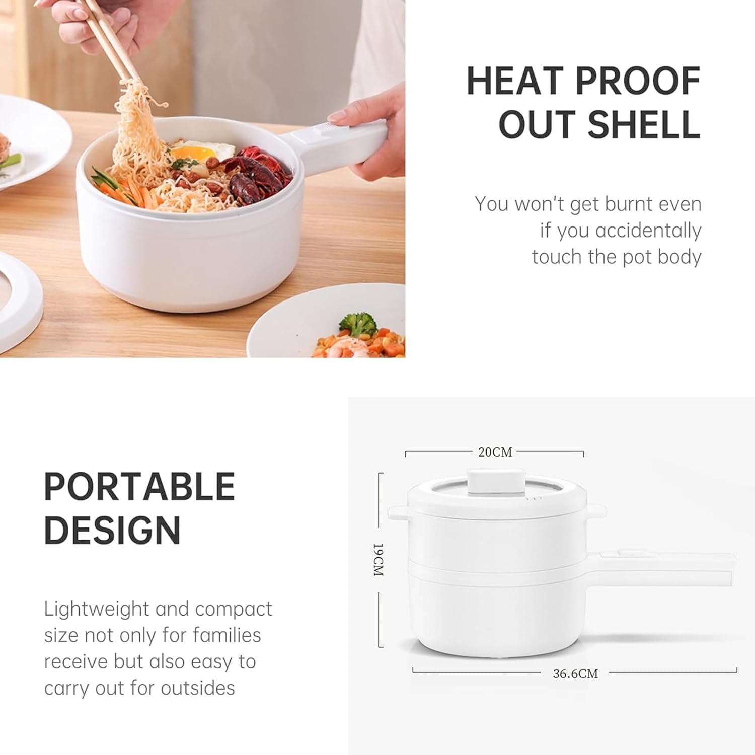 1.8L Electric Hot Pot with Steamer & Temperature Control