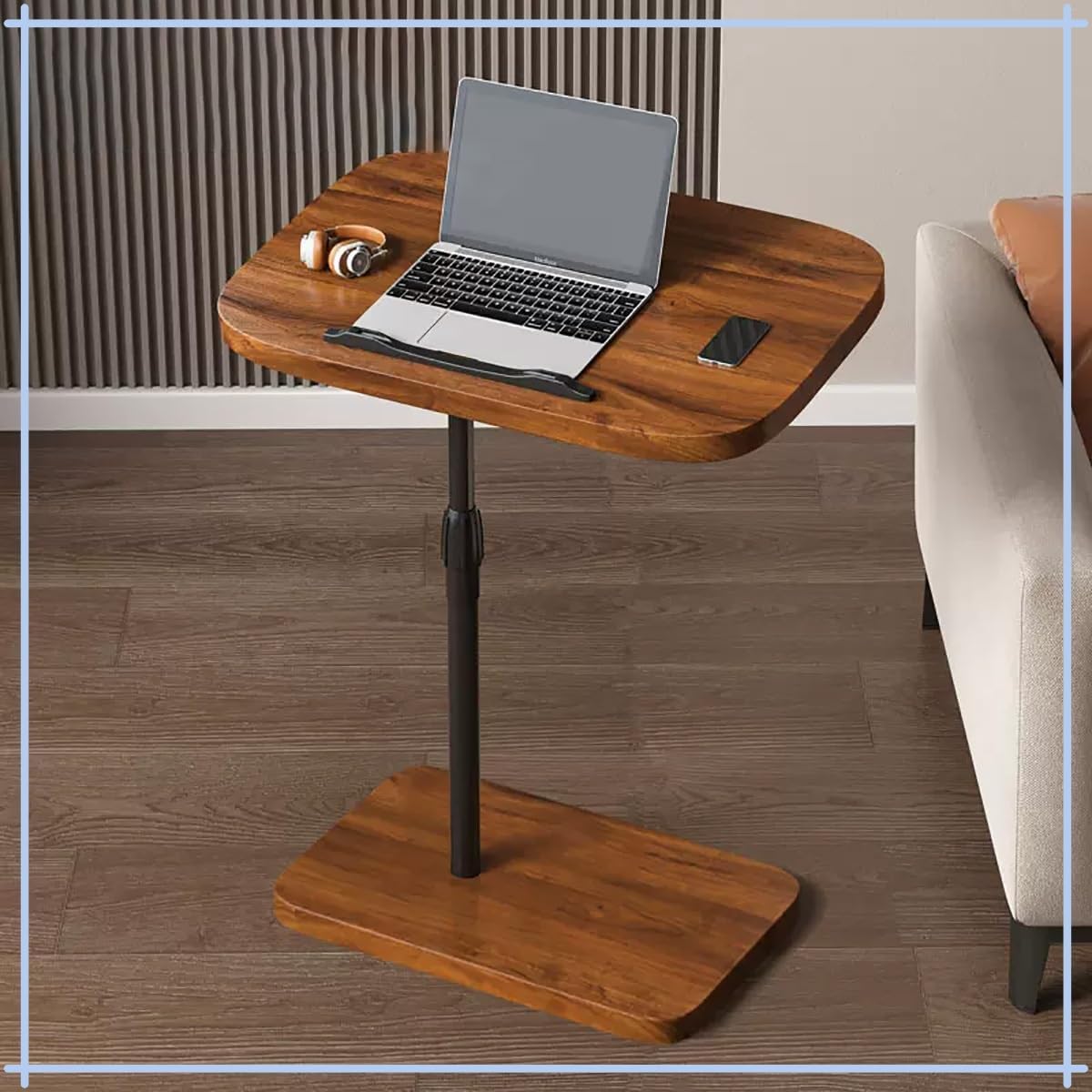 C Shaped Rotatable Side Table With Adjustable Height