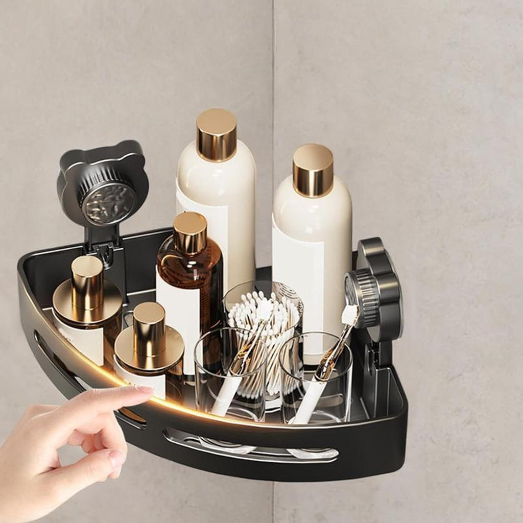 Wall Mounted Shower Shelf Suction Cup Corner Shelf Bathroom Organizer, Toiletries