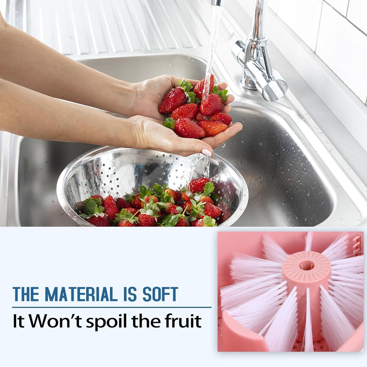 Fruit Cleaner Device, Fruit and Vegetable Washing Machine with Lid, Fruit Washer Spinner with Brush, Portable Fruit Scrubber, 720 Degree Scrubbing Fruit