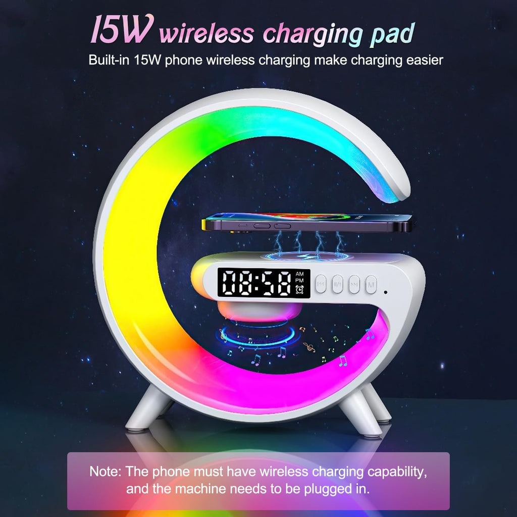 Mini Wireless Charging Atmosphere Lamp,Bluetooth Speaker Alarm Clock