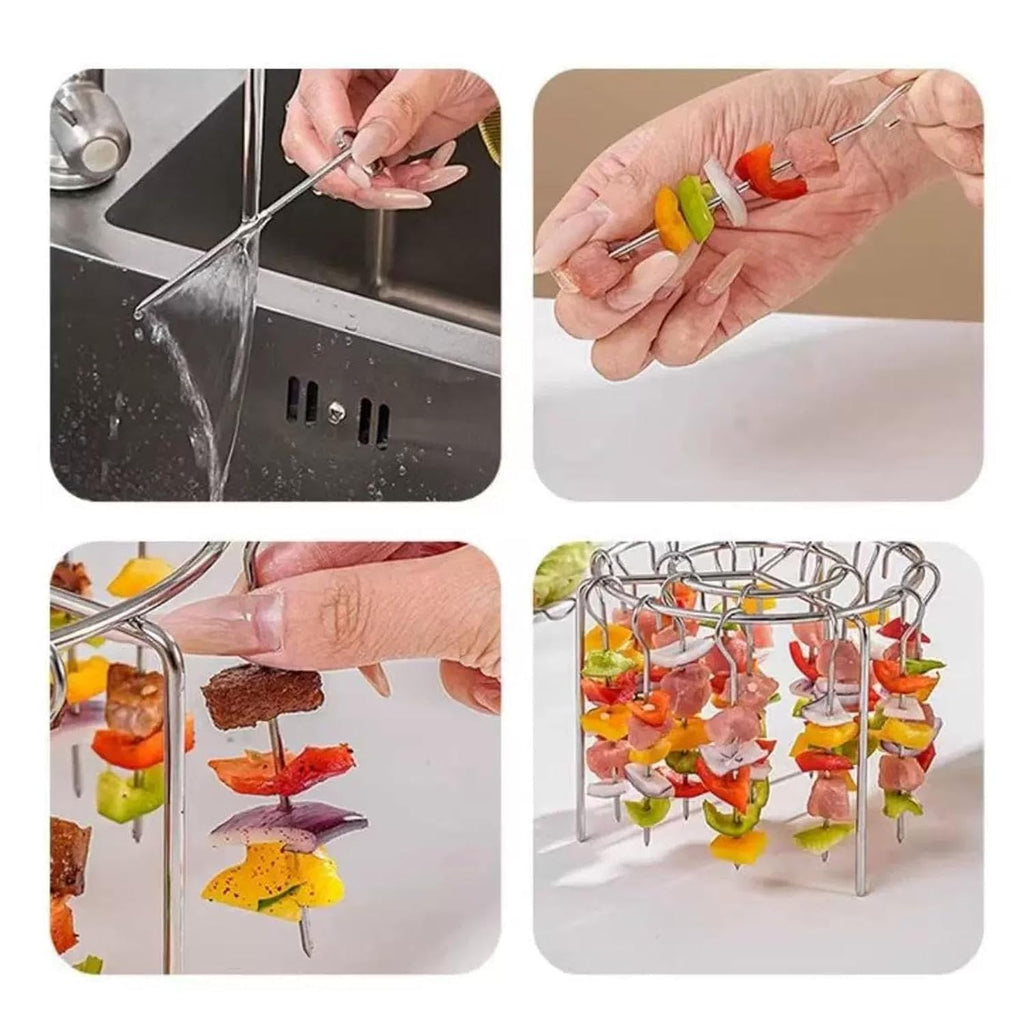 Air Fryer Rack Round Hanging 24 Skewer Cooking Rack for Non-Stick Cooling Baking Drying