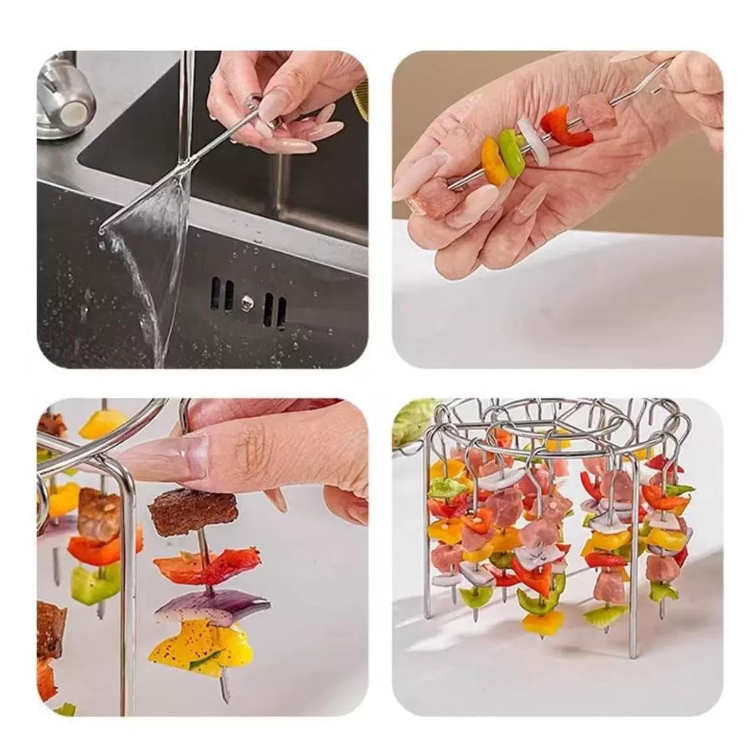 Air Fryer Rack Round Hanging 24 Skewer Cooking Rack for Non-Stick Cooling Baking Drying