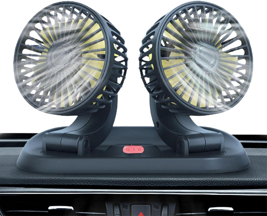 Car Dual Head Car Cooling | Portable Truck Air Fan, Battery Powered Car Cooling Air Fan