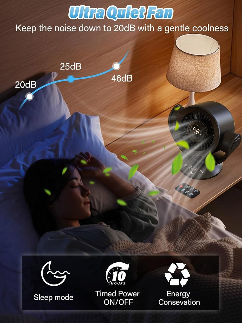 HOCO HX608 3‑in‑1 Automatic Rotating Clip Fan Table