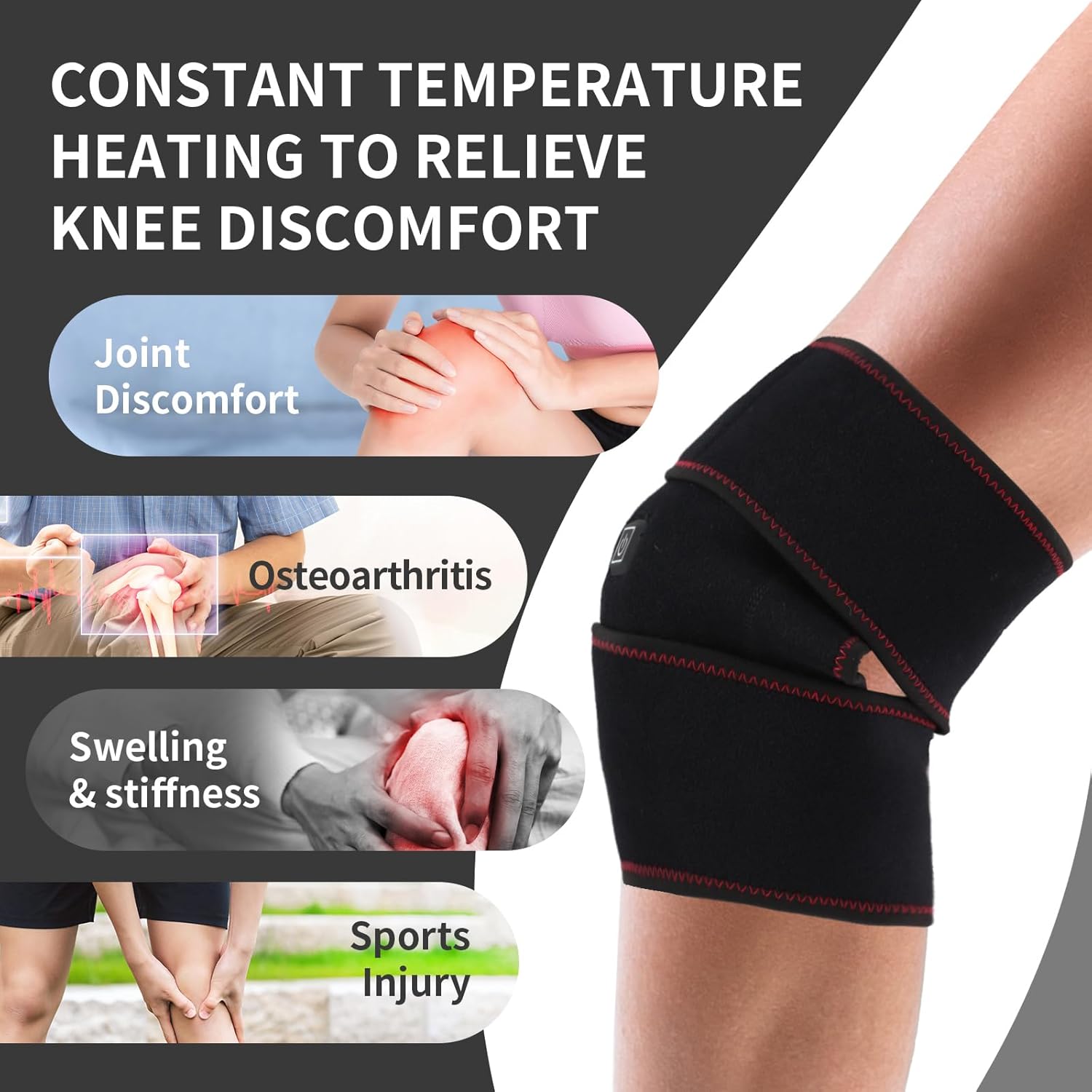 Heated Knee Brace Wrap 3 Adjustable Temperature Thermal Therapy Heated knee pad