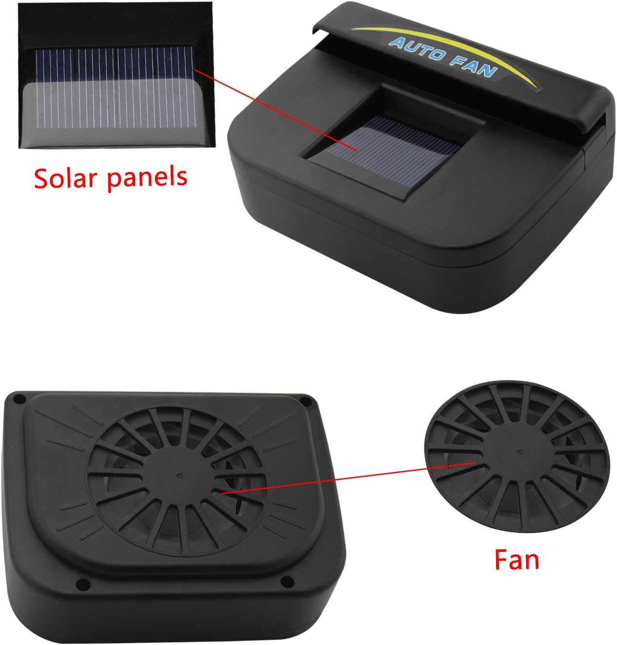 Solar Powered Car Auto Air Vent Cooling Fan System