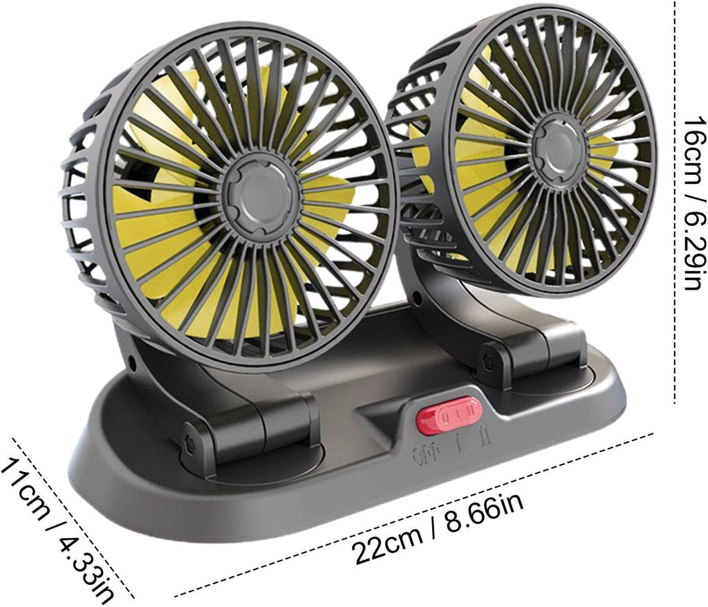 Car Dual Head Car Cooling | Portable Truck Air Fan, Battery Powered Car Cooling Air Fan