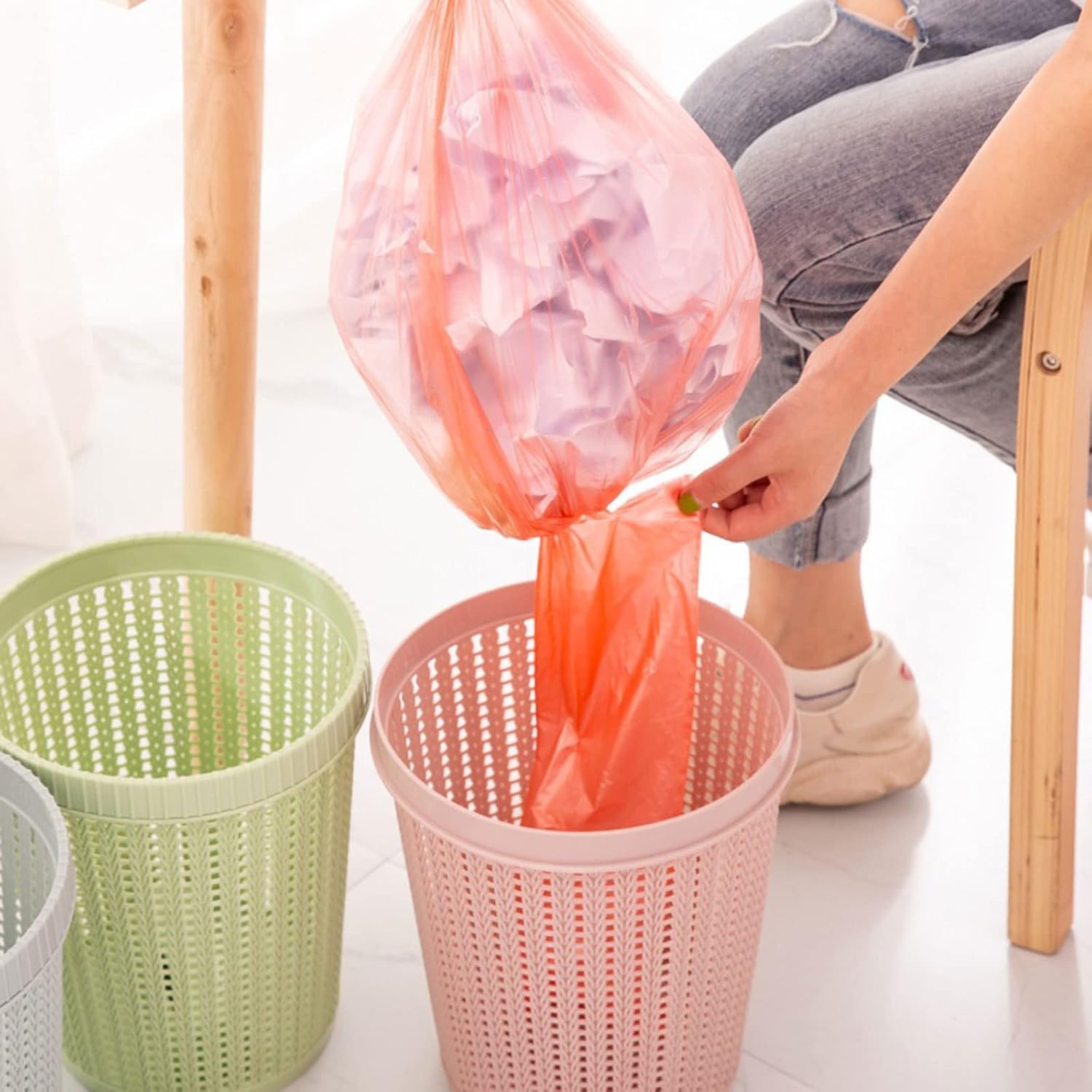 Trash Can Basket Where Garbage Bag Placed At The Bottom