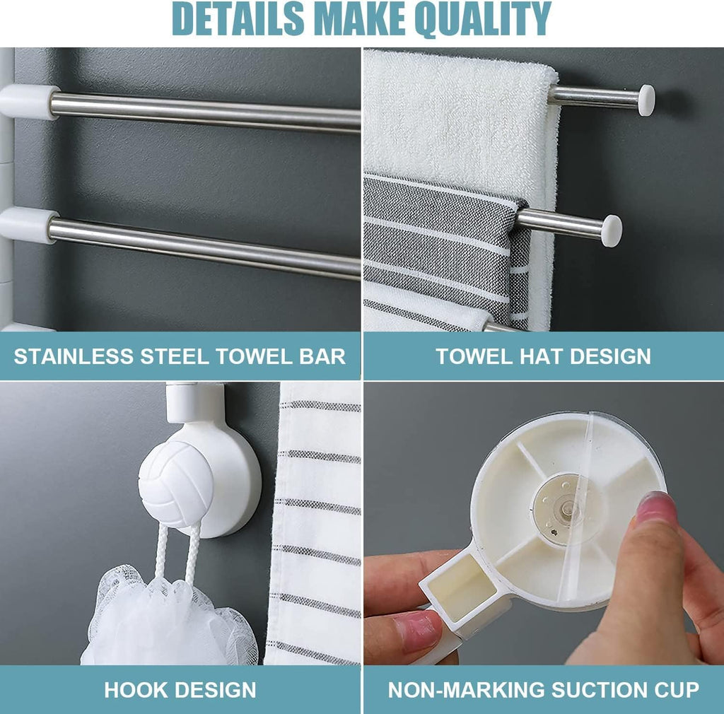 Towel Racks for Bathroom Rotating Bathroom Four-bar Suction Cup Wall Hanging Towel Hanger