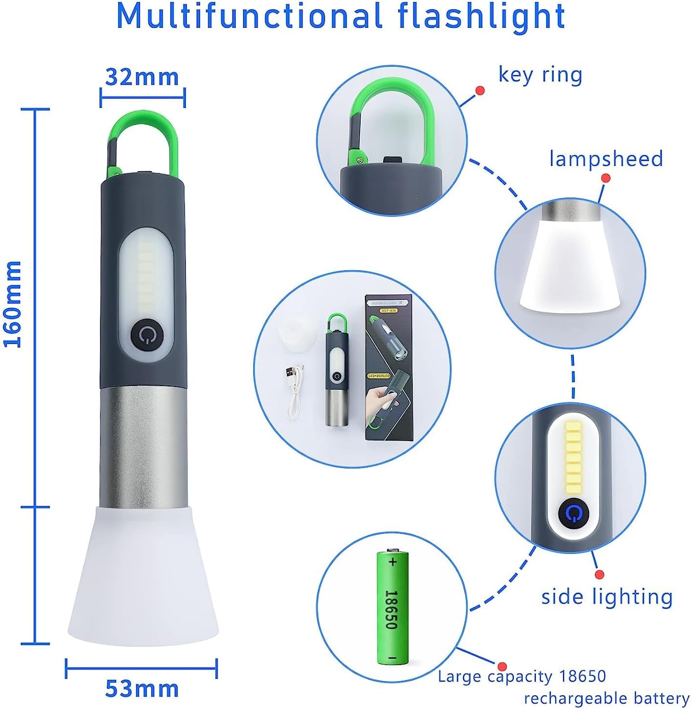 LED Rechargeable Flashlights, High Lumens Tactical Flashlights with Zoomable&4 Modes, Super Bright Small Flashlights for Emergencies and Outdoor Use, Camping Accessories