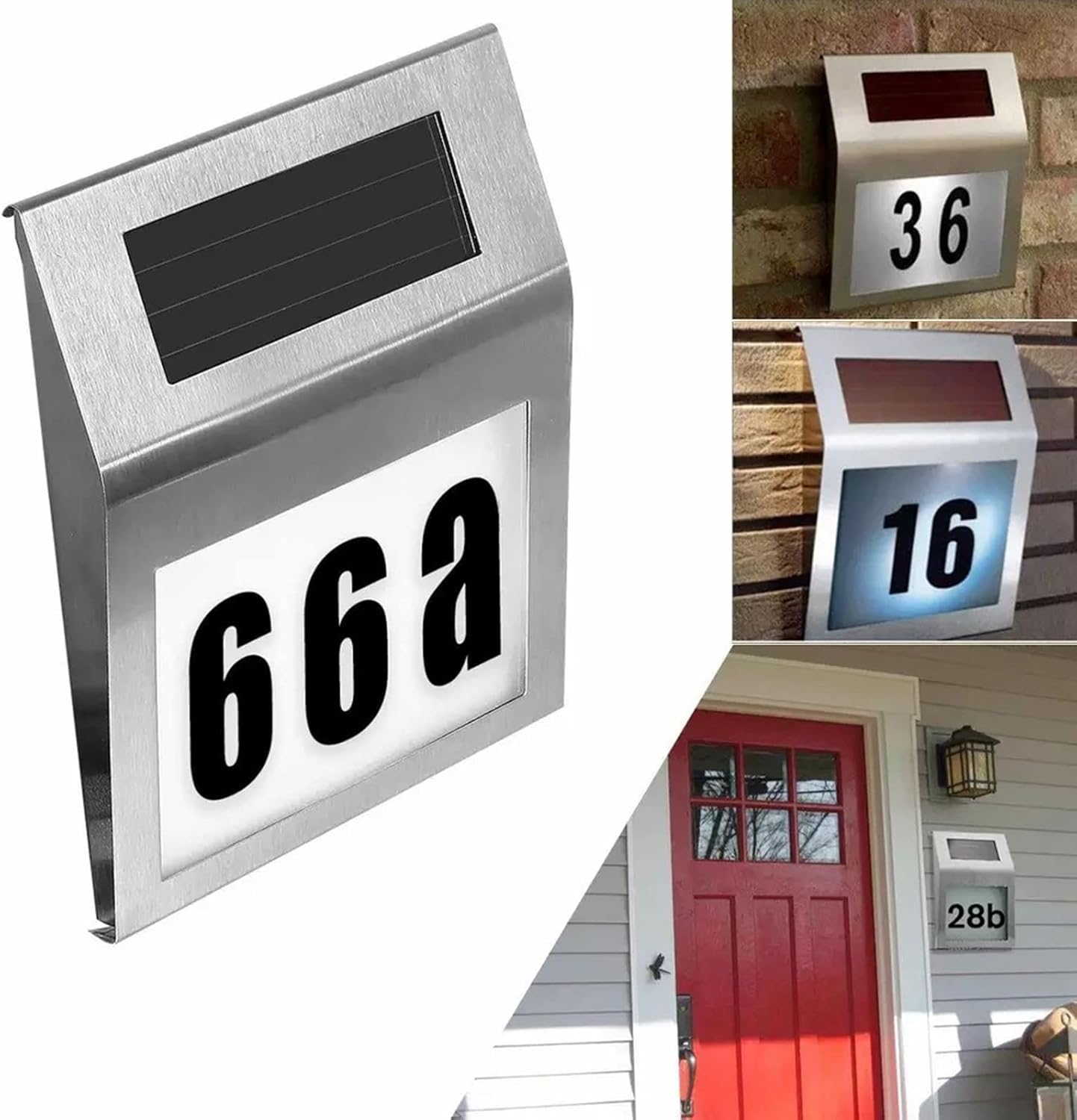 Solar house number led address plate