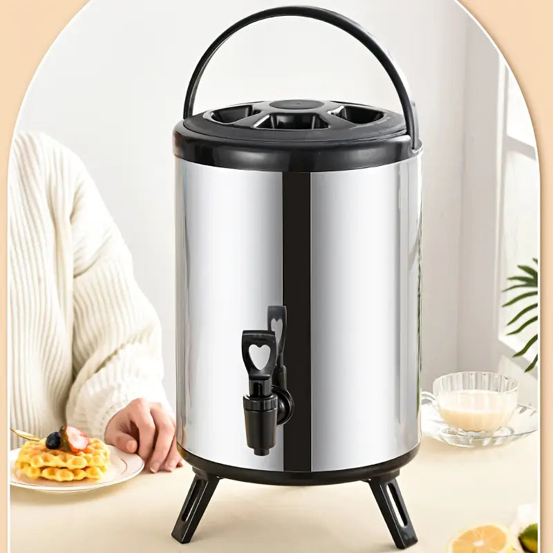 موزع مشروبات الماء الساخن من الفولاذ المقاوم للصدأ سعة 12 لترًا للقهوة والمشروبات الساخنة والباردة مع حامل مضخة