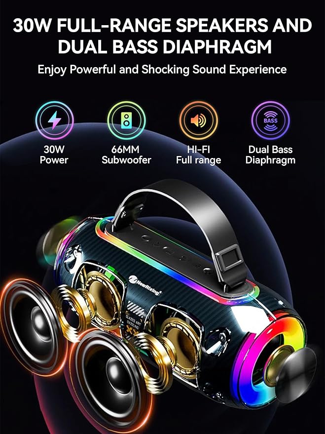 جهاز كاريوكي محمول للكبار والصغار مزود بميكروفونات لاسلكية وبلوتوث 5.3 وصوت جهير عميق وإضاءة RGB