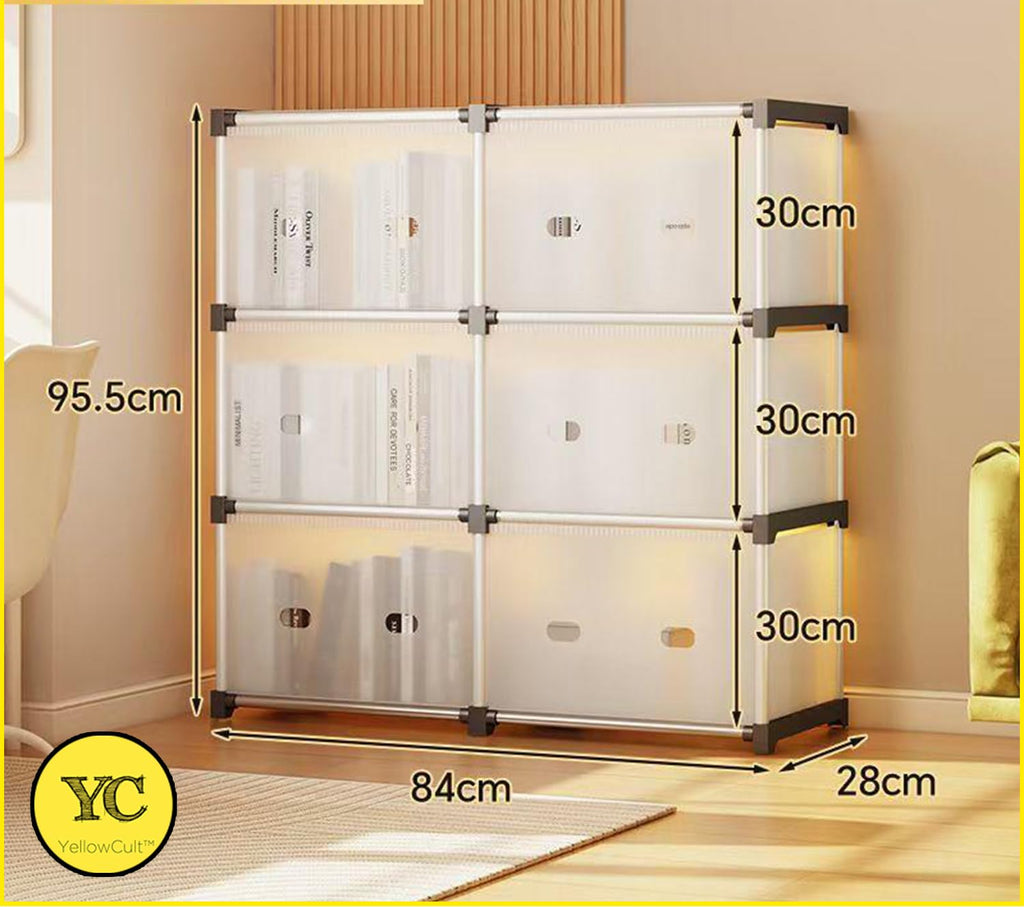 Modern Dustproof Storage Cabinet with Doors – 6-Tier Enclosed Plastic Organizer