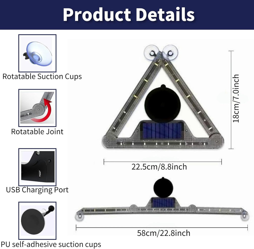 Solar Strobe Lights, Emergency Lights for Vehicles Flashing LED Light Bar Beacon Security Lights Waterproof for Car
