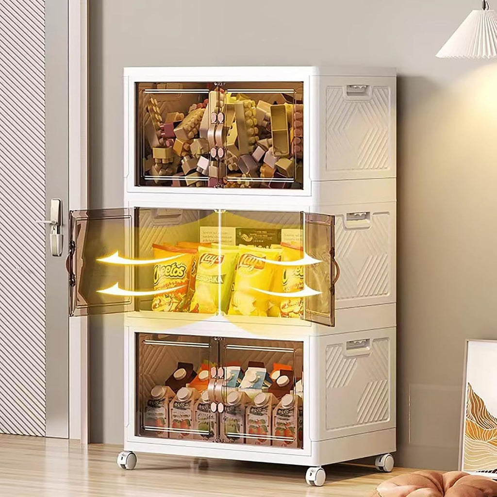 5 Layers Multi-Functional Foldable Storage Cabinet with Doors and Wheels