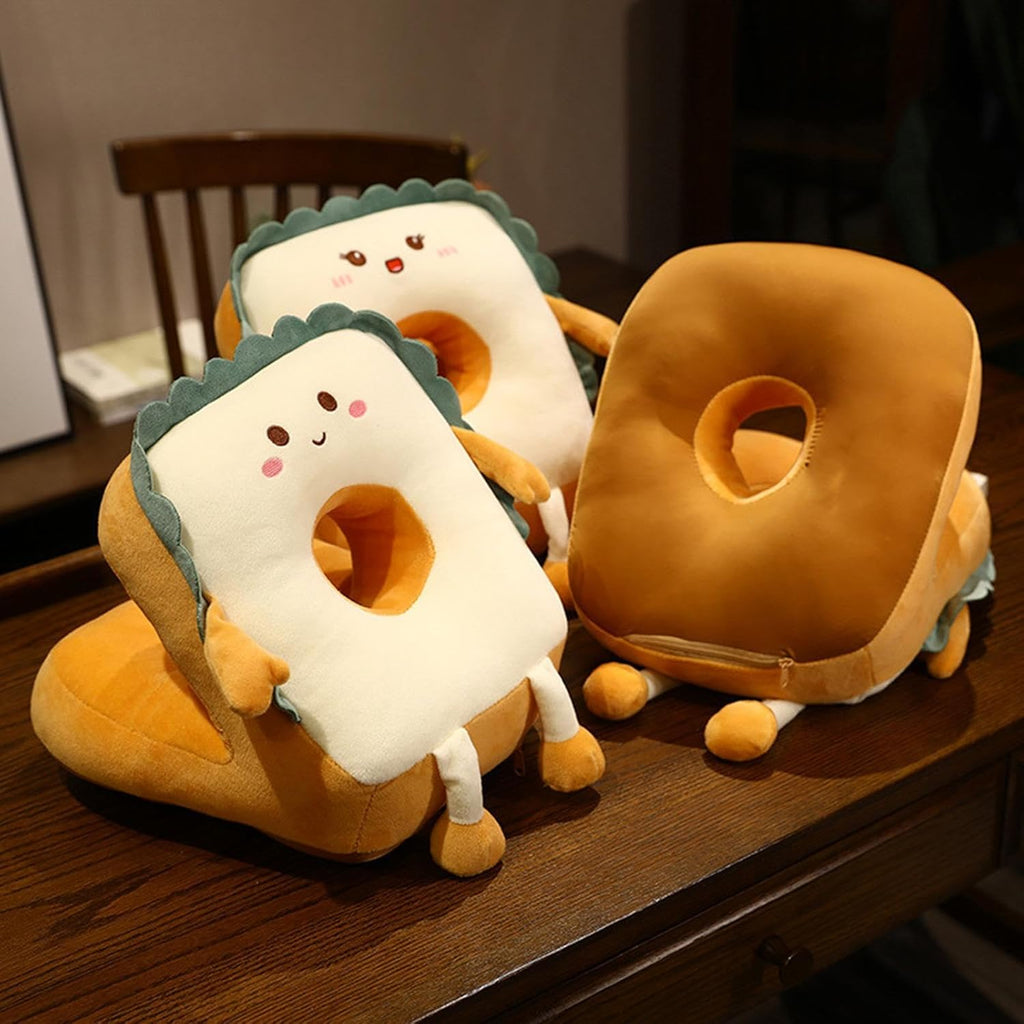 Cute Toast Nap Pillow Seat Cushion Pad Ice Silky Cloth Travel Pillow