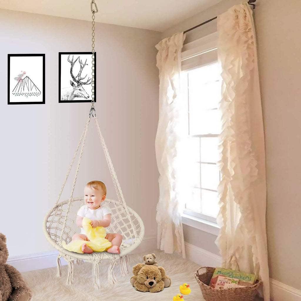 كرسي أرجوحة معلق من حبل قطني مكرميه، كرسي أرجوحة معلق من حبل قطني مكرميه