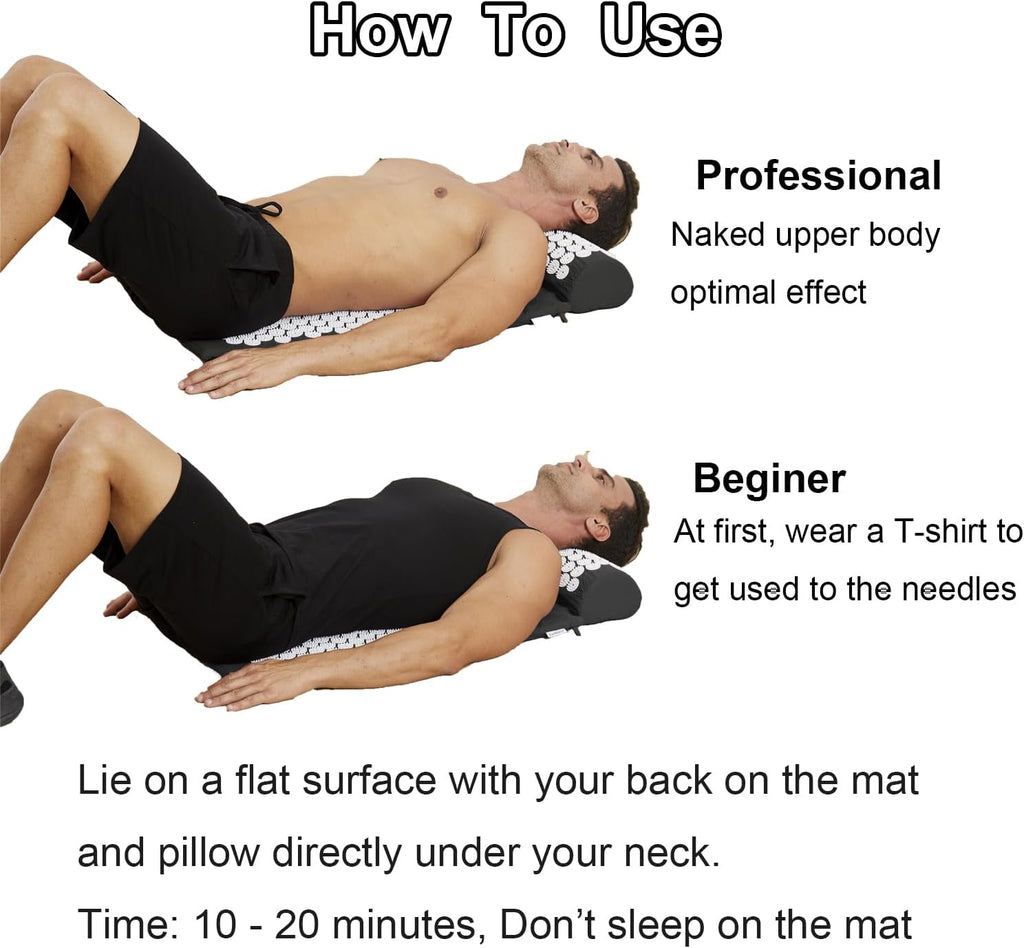 Acupressure Mat and Pillow Set with Bag - Large Size 28.7 X 16.5 inch Acupuncture Mat for stress Relief