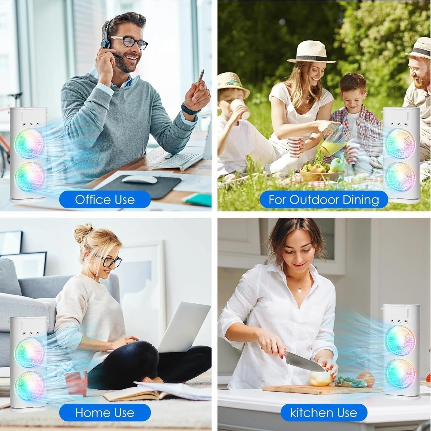Double End Mist Air Cooler Fan | Dual Fan Mini Portable AC Rechargeable