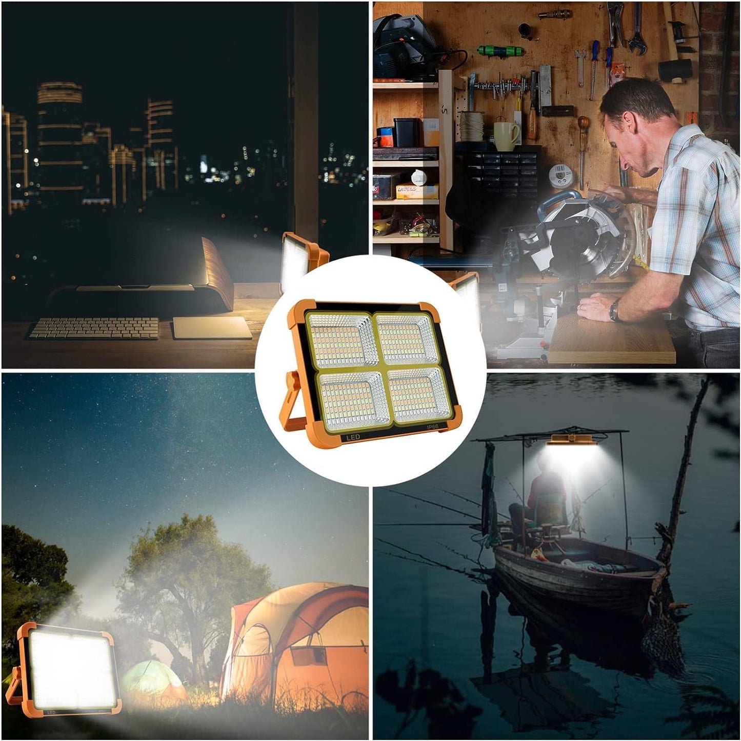 Solar Portable LED Emergency Light Outdoor Waterproof Camping Rechargeable Multifunctional Flood Light