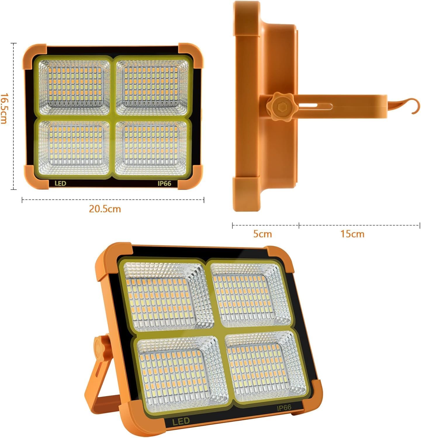 Solar Portable LED Emergency Light Outdoor Waterproof Camping Rechargeable Multifunctional Flood Light