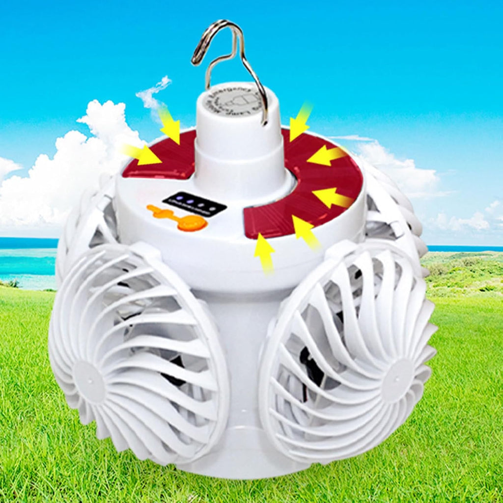 Outdoor Solar Fans with Lights  Football Design Foldable Hook Lamp