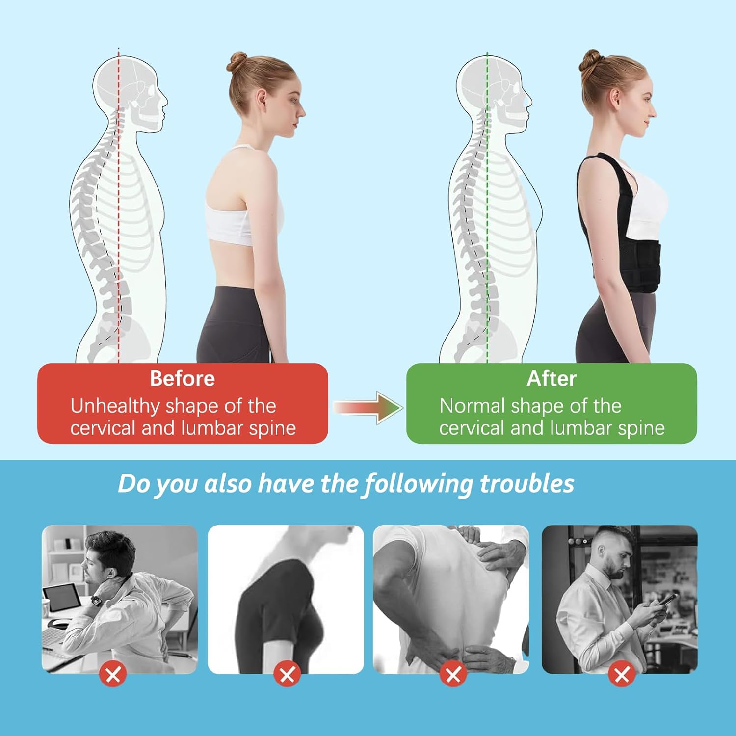 Posture Corrector Men Women Back Support Brace Belt