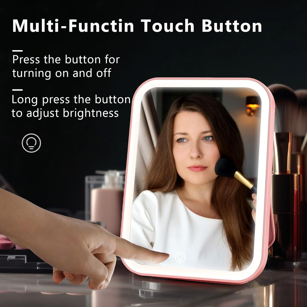 Led Lighted Makeup Mirror for Desk, Vanity Table Handheld Mirror, for Travel/Makeup