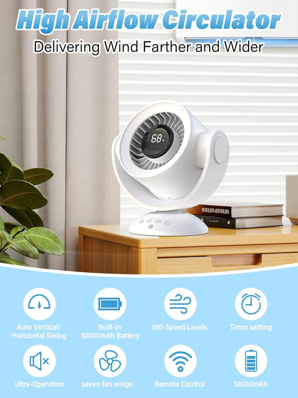 HOCO HX608 3‑in‑1 Automatic Rotating Clip Fan Table