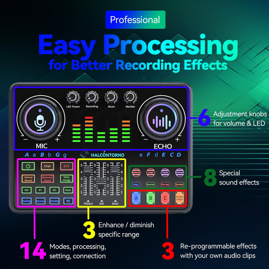 بطاقة صوت DJ20 مع ميكروفون U87P مجموعة كاملة