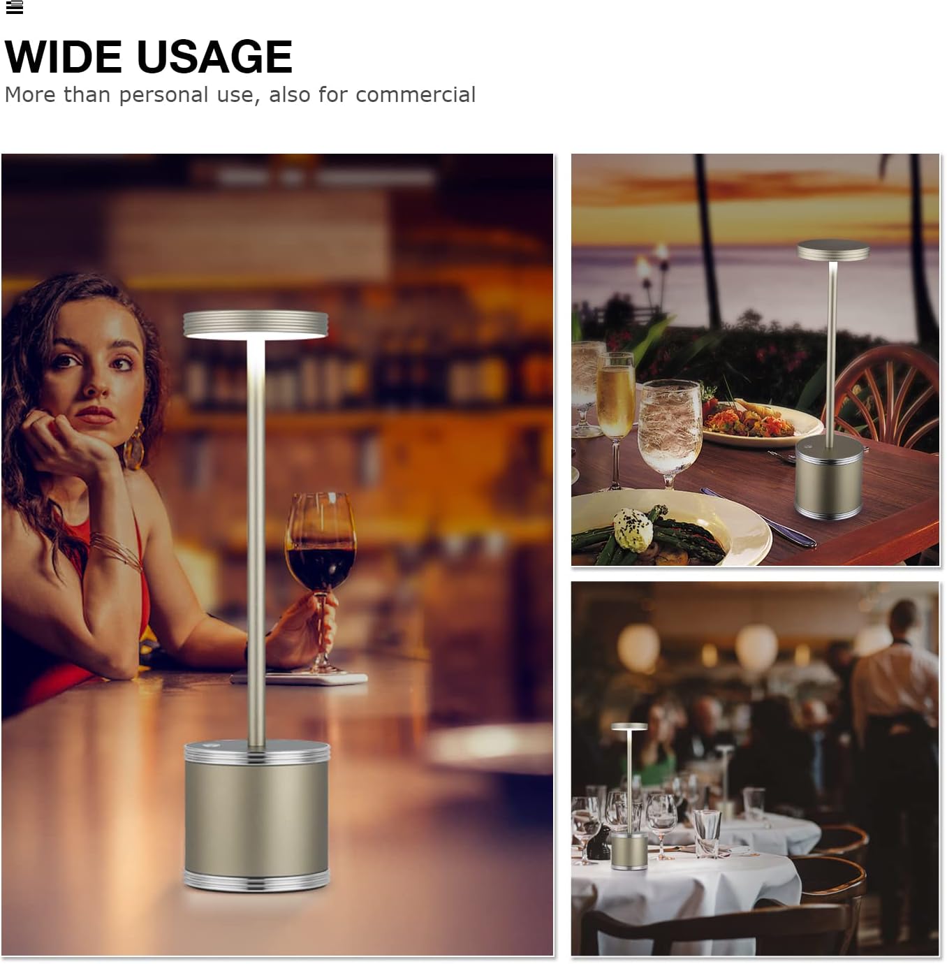 Rechargeable Table Lamp with Speaker, Cordless Led Table Lamps Rechargeable with 3 Color