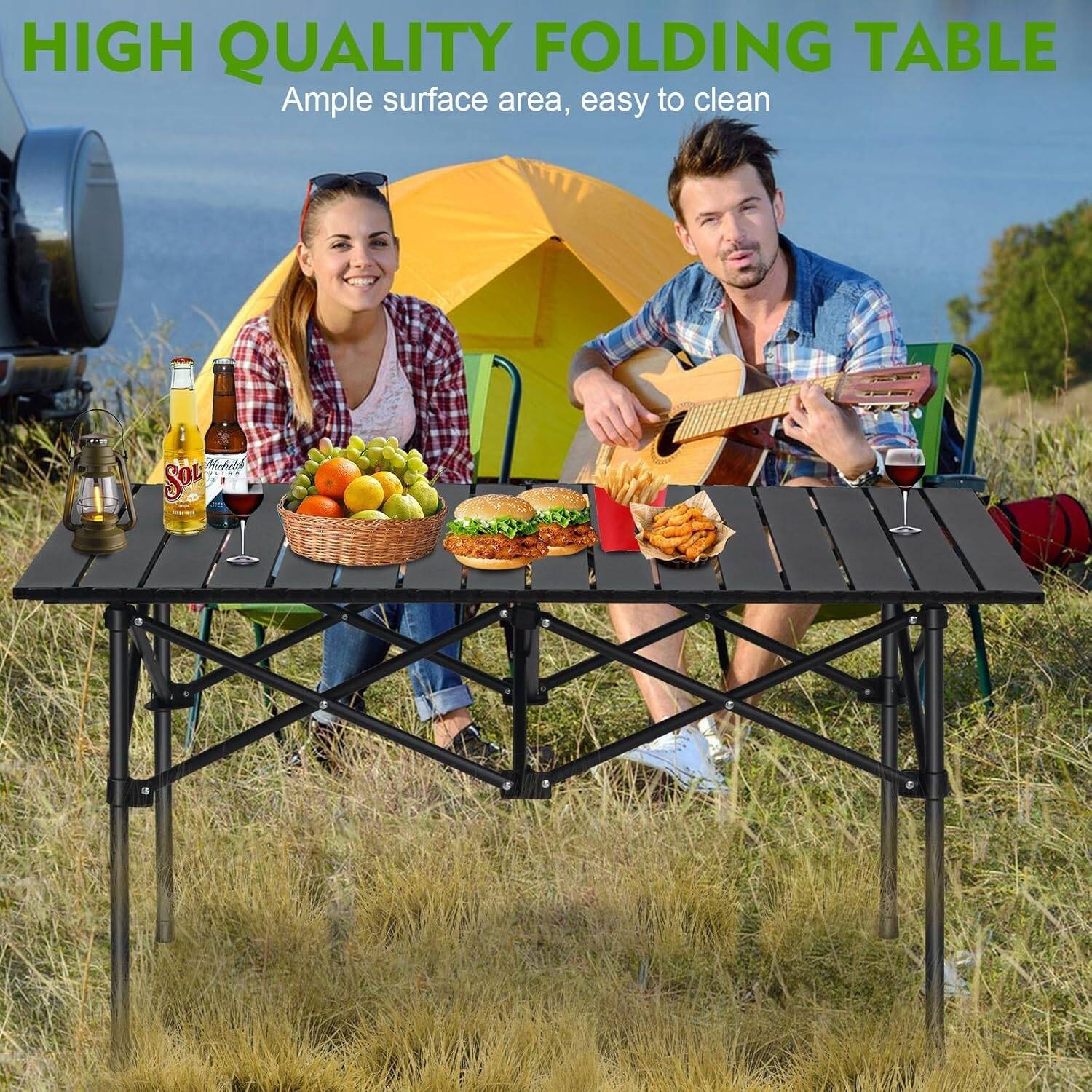Folding Camping Picnic Table 120 x 55 x 50 cm